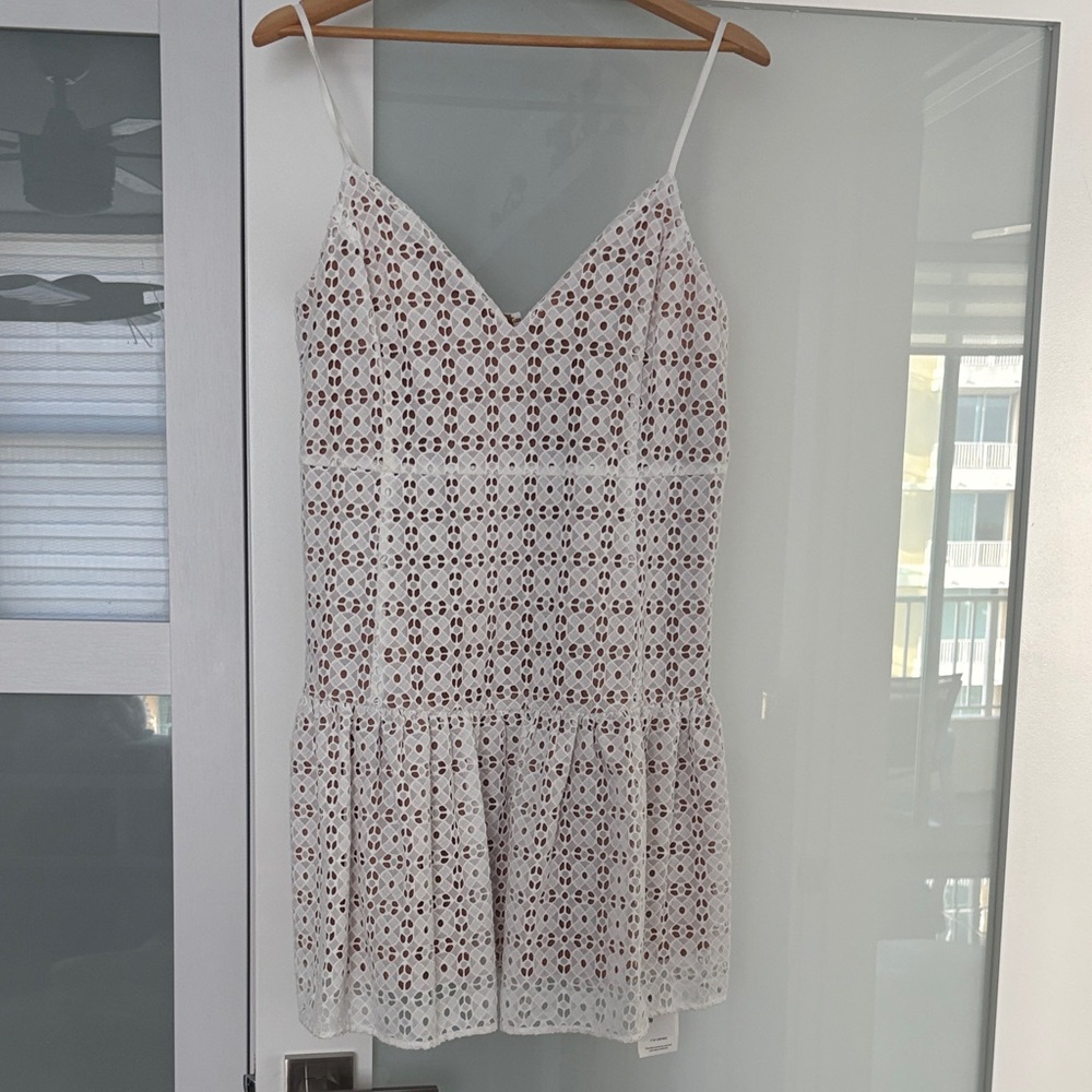 White Eyelet Spaghetti-Strap Dress